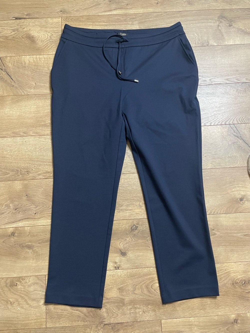 Dalia Navy Stretch Pull-On straight-leg trousers with drawstring waist size L - Picture 2 of 12